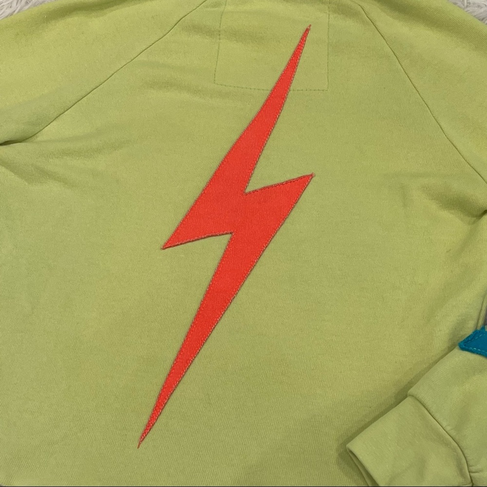 Aviator Nation Bolt Stitch Chevron Crop Hoodie Sweatshirt Top Women’s XS Yellow - Picture 5 of 7